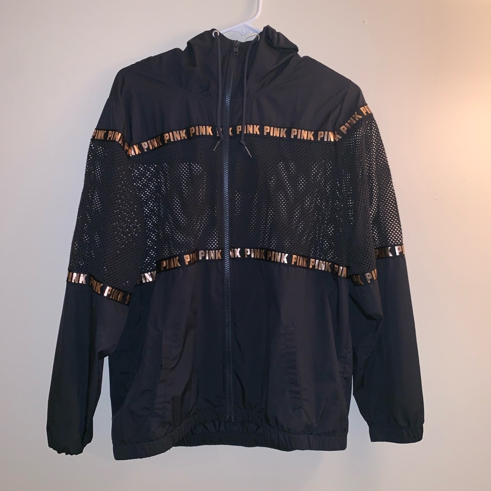 pink running jacket